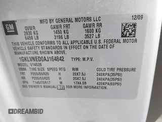 2010 GMC Acadia SLT2 with VIN 1GKLVNED0AJ164842, listed as a IAAI auction lot 41746075 with 186,567 mi miles and . Bid and sale history available at DreamBid. Image 9.