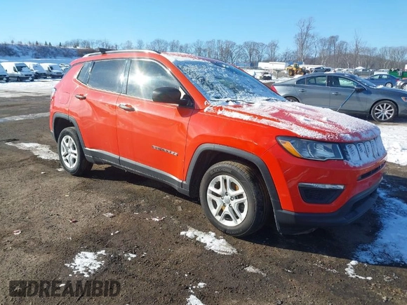 2018 Jeep Compass Sport with VIN 3C4NJCAB8JT124347, listed as a IAAI auction lot 41349666 with 122,058 mi miles. Bid and sale history available at carsss.com. Image 1.