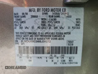 2008 Lincoln MKX with VIN 2LMDU68C08BJ39272, listed as a Copart auction lot 52376395 with 209,384 mi miles and Salvage Title. Bid and sale history available at DreamBid. Image 15.