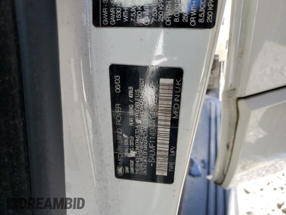 2004 Land Rover Range Rover with VIN SALMF11494A145151, listed as a Copart auction lot 43753255 with 132,792 mi miles and Salvage Title. Bid and sale history available at DreamBid. Image 13.
