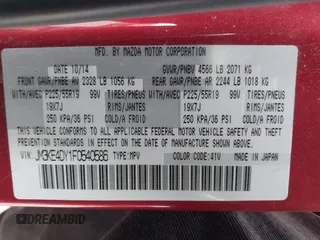 2015 Mazda CX-5 Grand Touring with VIN JM3KE4DY1F0540586, listed as a IAAI auction lot 41710216 with 148,800 mi miles. Bid and sale history available at carsss.com. Image 9.
