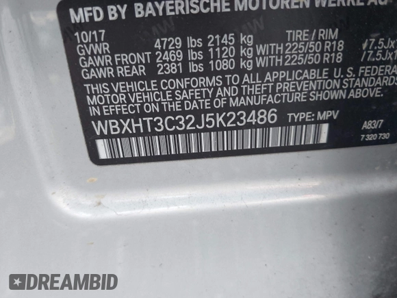 2018 BMW X1 xDrive28i with VIN WBXHT3C32J5K23486, listed as a IAAI auction lot 42387208 with 76,115 mi miles and . Bid and sale history available at DreamBid. Image 9.