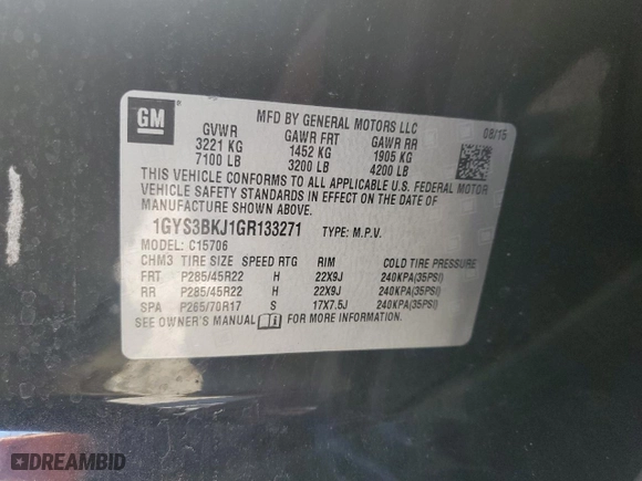 2016 Cadillac Escalade Luxury Collection with VIN 1GYS3BKJ1GR133271, listed as a Copart auction lot 49249835 with 84,173 mi miles and Salvage Title. Bid and sale history available at carsss.com. Image 14.