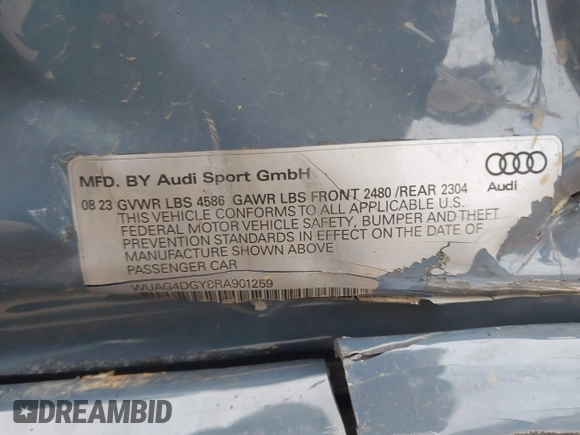 2024 Audi RS 3 z VIN WUAG4DGY8RA901259, wystawiony jako IAAI lot #41959150 z przebiegiem 13 414 mil mil oraz . Historia ofert i sprzedaży dostępna na DreamBid. Obrazek 9.