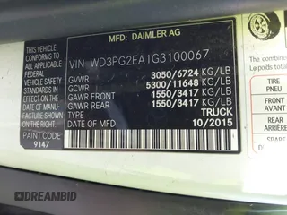 2016 Mercedes-Benz Metris Cargo z VIN WD3PG2EA1G3100067, wystawiony jako IAAI lot #41637257 z przebiegiem 571 601 mil mil oraz . Historia ofert i sprzedaży dostępna na DreamBid. Obrazek 9.