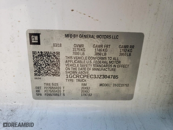 2018 Chevrolet Silverado 1500 Custom with VIN 1GCRCPEC3JZ304785, listed as a Copart auction lot 42985645 with 133,891 mi miles and Salvage Title. Bid and sale history available at carsss.com. Image 13.