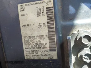 2012 Nissan Altima S with VIN 1N4AL2AP1CN525147, listed as a IAAI auction lot 41395235 with 184,029 mi miles and . Bid and sale history available at carsss.com. Image 9.