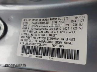 2007 Honda CR-V LX z VIN JHLRE38337C053859, wystawiony jako IAAI lot #42331209 z przebiegiem 192 131 mil mil oraz . Historia ofert i sprzedaży dostępna na DreamBid. Obrazek 9.