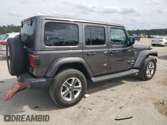 2022 Jeep Wrangler Unlimited Sahara with VIN 1C4HJXEG1NW156485, listed as a Copart auction lot 53895925 with 45,564 mi miles and Salvage title. Bid and sale history available at DreamBid. Image 3.