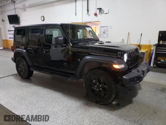 2022 Jeep Wrangler Unlimited Sport with VIN 1C4HJXDN1NW131568, listed as a Copart auction lot 46067685 with 45,609 mi miles and Clean Title. Bid and sale history available at DreamBid. Image 4.