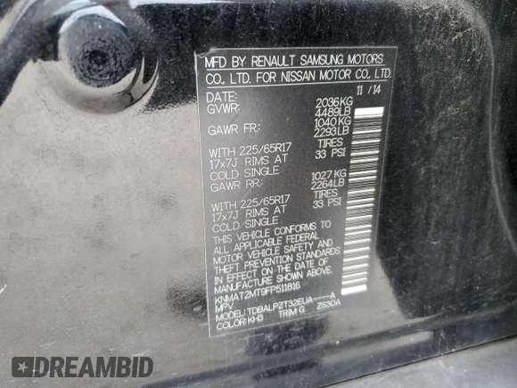 2015 Nissan Rogue S with VIN KNMAT2MT9FP511816, listed as a Copart auction lot 46486825 with 139,709 mi miles and Salvage Title. Bid and sale history available at DreamBid. Image 13.