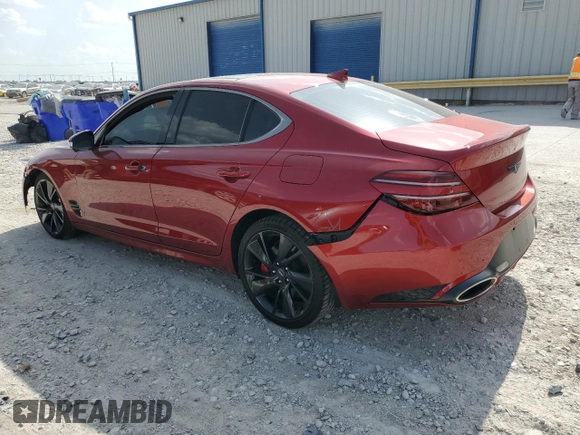 2023 Genesis G70 3.3T with VIN KMTG54TE1PU128010, listed as a Copart auction lot 67628944 with 11,307 mi miles and Salvage Title. Bid and sale history available at carsss.com. Image 2.
