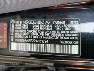 1994 Mercedes-Benz S with VIN WDBGA43E2RA161224, listed as a Copart auction lot 51299945 with 114,117 mi miles and Clean Title. Bid and sale history available at DreamBid. Image 12.