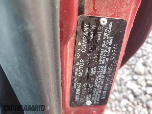 1997 Hyundai Accent с VIN KMHVF24N5VU369924, выставлен на аукционе Copart как лот 85036114 с пробегом 168 797 миль миль и Списание • Salvage title. История ставок и продаж доступна на DreamBid. Изображение 12.
