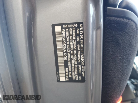 2005 Porsche Boxster с VIN WP0CA298X5U712093, выставлен на аукционе Copart как лот 82109144 с пробегом 138 144 миль миль и Списание • Salvage title. История ставок и продаж доступна на DreamBid. Изображение 12.