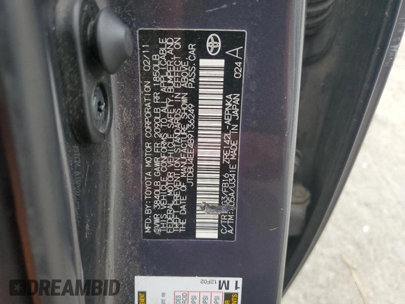 2011 Toyota Corolla L with VIN JTDBU4EE4B9136249, listed as a Copart auction lot 52439665 with 0 mi miles and Salvage Title. Bid and sale history available at carsss.com. Image 15.