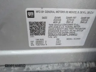 2023 Chevrolet Equinox LT with VIN 3GNAXTEG8PL245611, listed as a IAAI auction lot 42242926 with 14,387 mi miles and . Bid and sale history available at DreamBid. Image 9.
