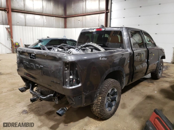 2019 Ram 1500 Rebel with VIN 1C6SRFLT1KN646037, listed as a Copart auction lot 73204094 with 74,338 mi miles and Salvage Title. Bid and sale history available at carsss.com. Image 3.
