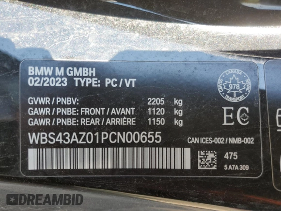 2023 BMW M4 Competition xDrive z VIN WBS43AZ01PCN00655, wystawiony jako Copart lot #59789725 z przebiegiem 13 866 mil mil oraz Czysty tytuł • Clean title. Historia ofert i sprzedaży dostępna na DreamBid. Obrazek 13.