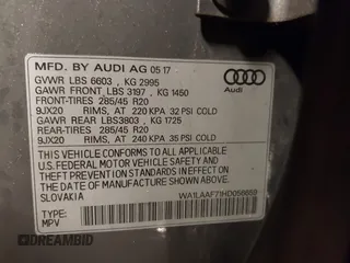 2017 Audi Q7 Premium Plus with VIN WA1LAAF71HD056659, listed as a IAAI auction lot 41729649 with 105,685 mi miles. Bid and sale history available at carsss.com. Image 9.