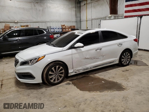 2017 Hyundai Sonata Sport with VIN 5NPE34AF0HH554046, listed as a Copart auction lot 52889635 with 104,942 mi miles and Clean Title. Bid and sale history available at carsss.com. Image 1.