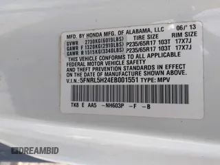 2014 Honda Odyssey LX with VIN 5FNRL5H24EB001551, listed as a IAAI auction lot 41879040 with 119,200 mi miles and . Bid and sale history available at DreamBid. Image 9.