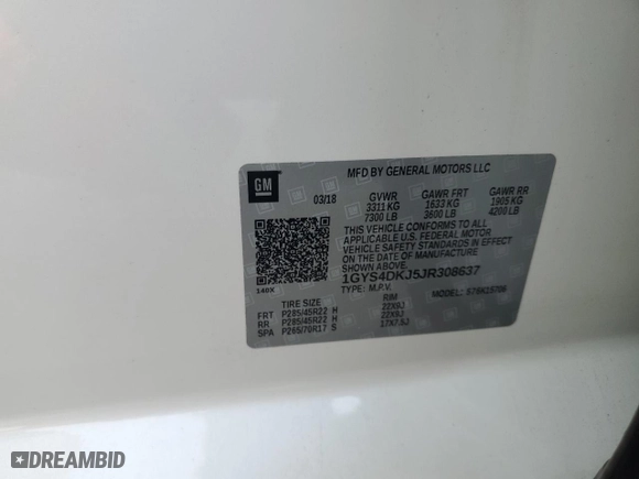 2018 Cadillac Escalade Platinum with VIN 1GYS4DKJ5JR308637, listed as a Copart auction lot 48912645 with 34,637 mi miles and Salvage Title. Bid and sale history available at carsss.com. Image 14.
