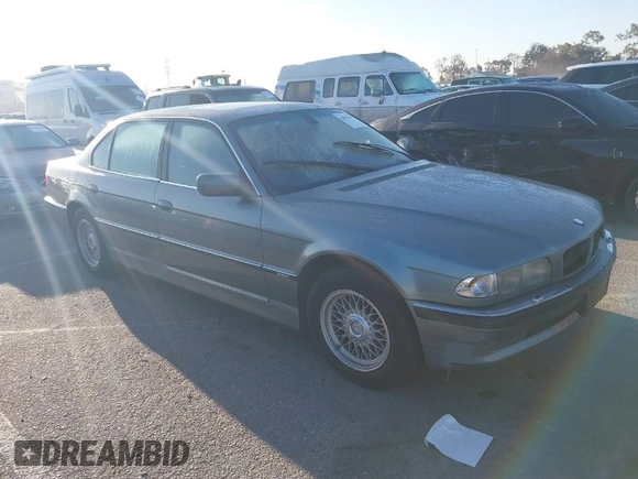 2001 BMW 7 Series 740iL with VIN WBAGH83491DP25818, listed as a IAAI auction lot 41827907 with 125,670 mi miles. Bid and sale history available at carsss.com. Image 1.