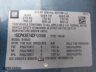 2012 Chevrolet Silverado 1500 LT with VIN 1GCPKSE74CF123098, listed as a IAAI auction lot 41852132 with 146,463 mi miles. Bid and sale history available at carsss.com. Image 9.