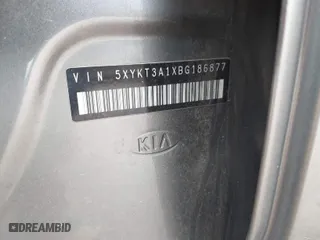 2011 Kia Sorento LX with VIN 5XYKT3A1XBG186877, listed as a IAAI auction lot 41819079 with 230,122 mi miles. Bid and sale history available at carsss.com. Image 9.