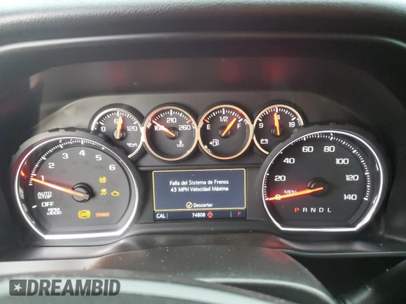 2019 Chevrolet Silverado 1500 LT with VIN 1GCRWCED6KZ192476, listed as a Copart auction lot 69116714 with 74,808 mi miles and Salvage Title. Bid and sale history available at DreamBid. Image 9.