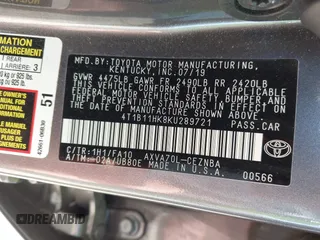 2019 Toyota Camry LE with VIN 4T1B11HK8KU289721, listed as a IAAI auction lot 42021107 with 69,828 mi miles and . Bid and sale history available at DreamBid. Image 9.