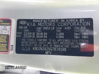 2016 Kia Soul z VIN KNDJN2A2XG7874598, wystawiony jako IAAI lot #41180041 z przebiegiem 124 346 mil mil oraz . Historia ofert i sprzedaży dostępna na DreamBid. Obrazek 9.