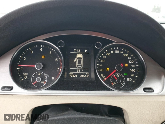 2012 Volkswagen CC Lux PZEV with VIN WVWHP7AN3CE502722, listed as a Copart auction lot 53119725 with 77,821 mi miles and Salvage Title. Bid and sale history available at carsss.com. Image 9.