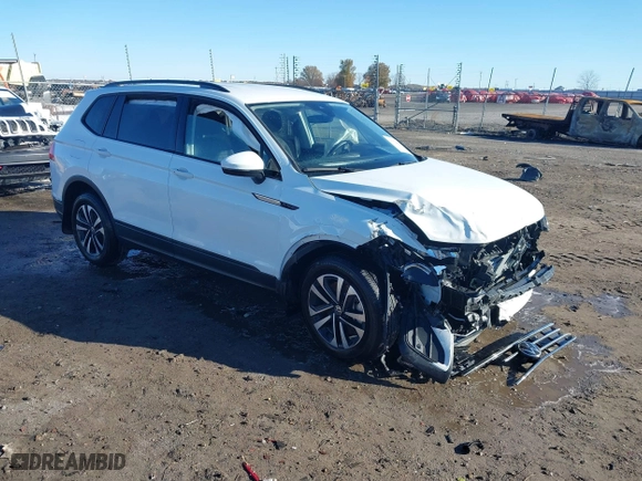 2024 Volkswagen Tiguan S with VIN 3VVRB7AX3RM146054, listed as a IAAI auction lot 41070662 with 4,756 mi miles. Bid and sale history available at carsss.com. Image 1.