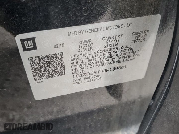 2018 Chevrolet Malibu LT with VIN 1G1ZD5ST4JF189601, listed as a Copart auction lot 50640285 with 102,219 mi miles and Salvage Title. Bid and sale history available at DreamBid. Image 14.