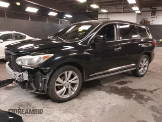2013 Infiniti JX35 with VIN 5N1AL0MMXDC313050, listed as a IAAI auction lot 41695601 with 90,275 mi miles. Bid and sale history available at carsss.com. Image 2.