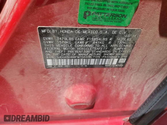 2015 Honda Fit EX-L with VIN 3HGGK5H88FM703336, listed as a Copart auction lot 53045285 with 83,128 mi miles and Clean title. Bid and sale history available at DreamBid. Image 12.