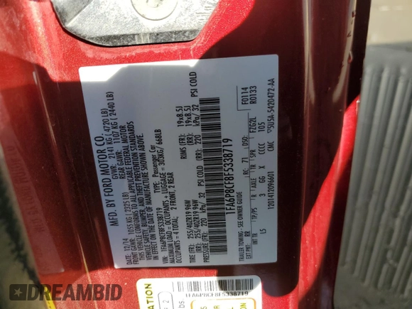 2015 Ford Mustang GT with VIN 1FA6P8CF8F5338719, listed as a Copart auction lot 74384314 with 43,870 mi miles and Salvage Title. Bid and sale history available at DreamBid. Image 13.