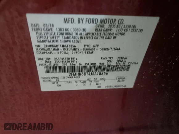2018 Ford Flex Limited EcoBoost with VIN 2FMHK6DT4JBA18856, listed as a Copart auction lot 79666184 with 116,709 mi miles and Salvage Title. Bid and sale history available at carsss.com. Image 15.