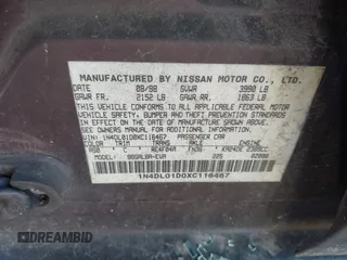 1999 Nissan Altima XE with VIN 1N4DL01D0XC116467, listed as a IAAI auction lot 41705684 with 227,999 mi miles. Bid and sale history available at carsss.com. Image 9.