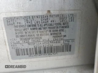 2017 Nissan Sentra SV z VIN 3N1AB7AP7HY386939, wystawiony jako Copart lot #58464325 z przebiegiem 165 170 mil mil oraz Szkoda całkowita • Salvage title. Historia ofert i sprzedaży dostępna na DreamBid. Obrazek 12.