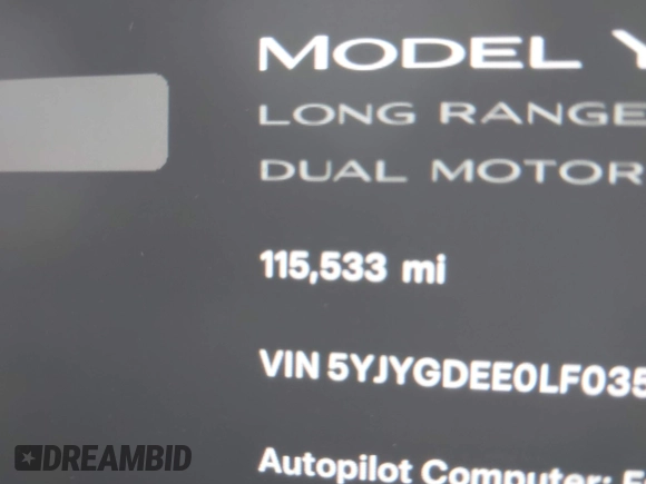 2020 Tesla Model Y Long Range z VIN 5YJYGDEE0LF035248, wystawiony jako IAAI lot #42162191 z przebiegiem 115 533 mil mil oraz . Historia ofert i sprzedaży dostępna na DreamBid. Obrazek 16.