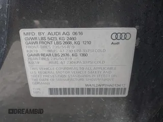 2017 Audi Q5 Premium Plus z VIN WA1L2AFP7HA013412, wystawiony jako IAAI lot #41861342 z przebiegiem 17 396 mil mil oraz . Historia ofert i sprzedaży dostępna na DreamBid. Obrazek 9.