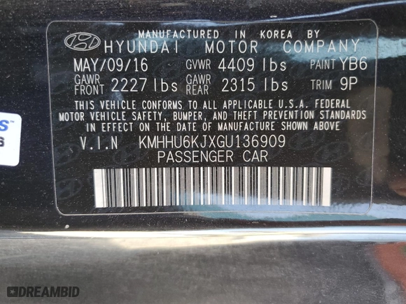 2016 Hyundai Genesis Coupe 3.8L Ultimate with VIN KMHHU6KJXGU136909, listed as a Copart auction lot 87449384 with 169,586 mi miles and Salvage Title. Bid and sale history available at carsss.com. Image 12.