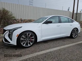 2025 Cadillac CT5-V Blackwing with VIN 1G6D35R62S0810037, listed as a Copart auction lot 45967025 with 326 mi miles and Salvage Title. Bid and sale history available at carsss.com. Image 1.