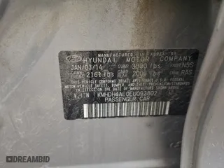 2014 Hyundai Elantra SE with VIN KMHDH4AE0EU092802, listed as a Copart auction lot 48503575 with 169,675 mi miles and Salvage Title. Bid and sale history available at carsss.com. Image 14.
