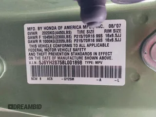 2008 Honda Element EX with VIN 5J6YH28758L001898, listed as a IAAI auction lot 41981875 with 110,979 mi miles and . Bid and sale history available at DreamBid. Image 9.