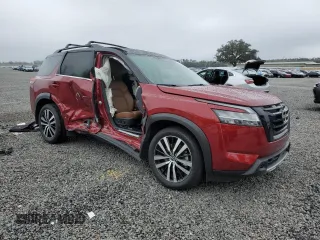 2024 Nissan Pathfinder Platinum with VIN 5N1DR3DH9RC210841, listed as a Copart auction lot 46792795 with 23,164 mi miles and Salvage title. Bid and sale history available at DreamBid. Image 4.