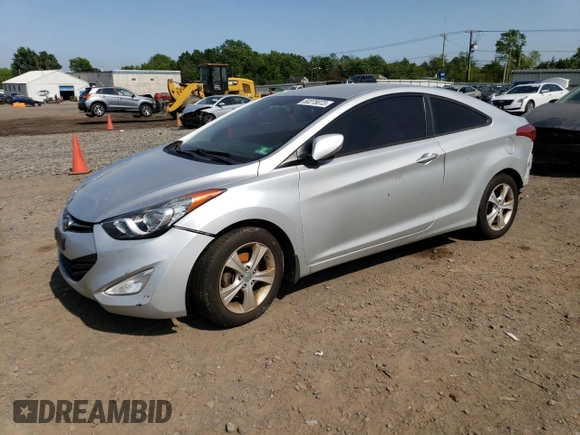 2013 Hyundai Elantra Coupe GS PZEV with VIN KMHDH6AE0DU010559, listed as a Copart auction lot 59208114 with 0 mi miles and Salvage Title. Bid and sale history available at carsss.com. Image 1.